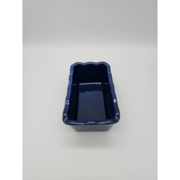 Nantucket Ceramic Mini Loaf Pan Santa Claus Winter Scene Navy Blue NEW 6" x 3" - Picture 12 of 12